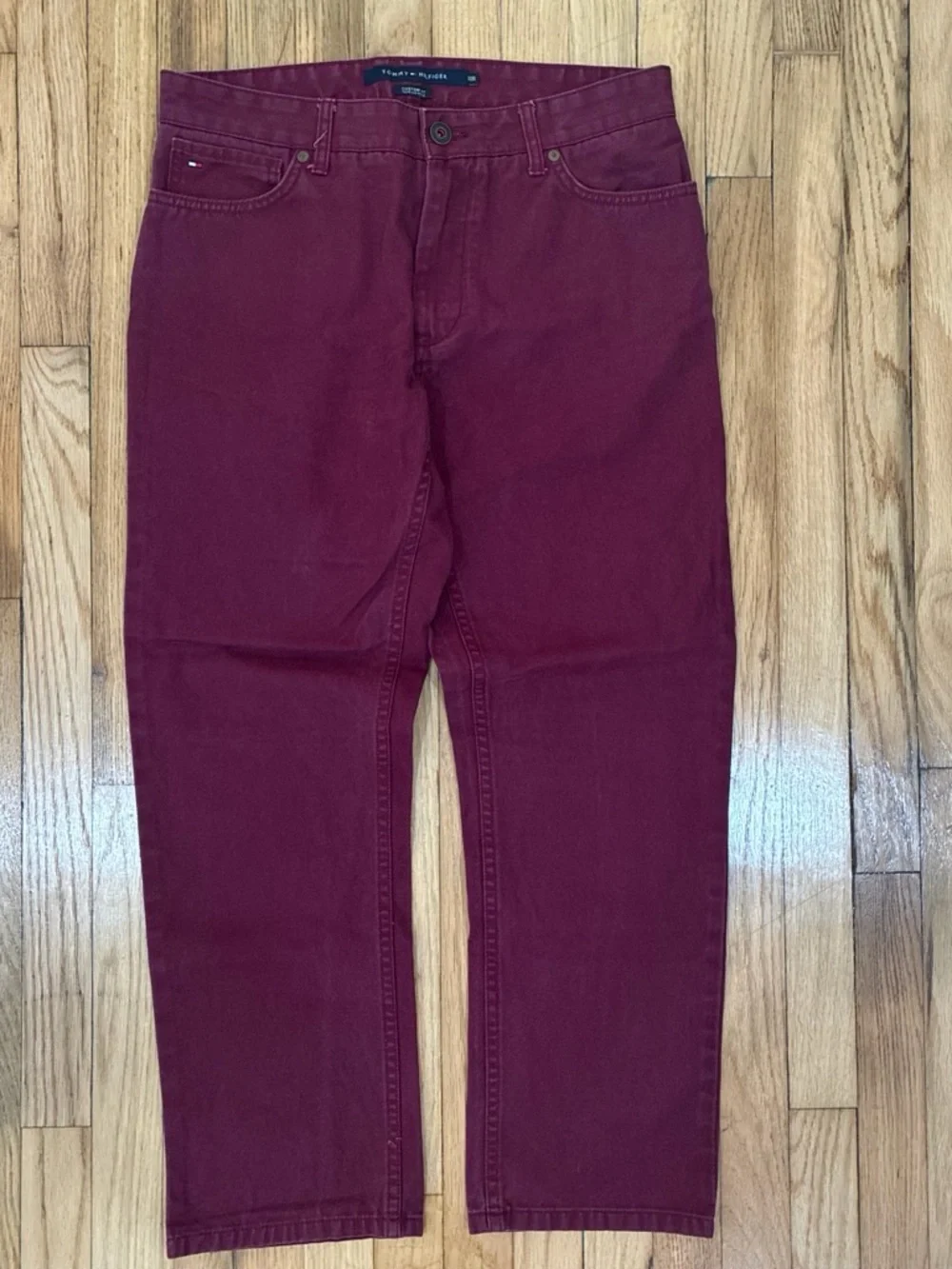Y2K Tommy Hilfiger Men's burgundy Straight-Leg Jeans